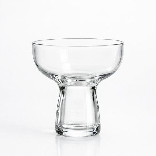 Cactus coupe glass rental — stemless coupe with a wide shallow bowl on a heavy cylindrical base