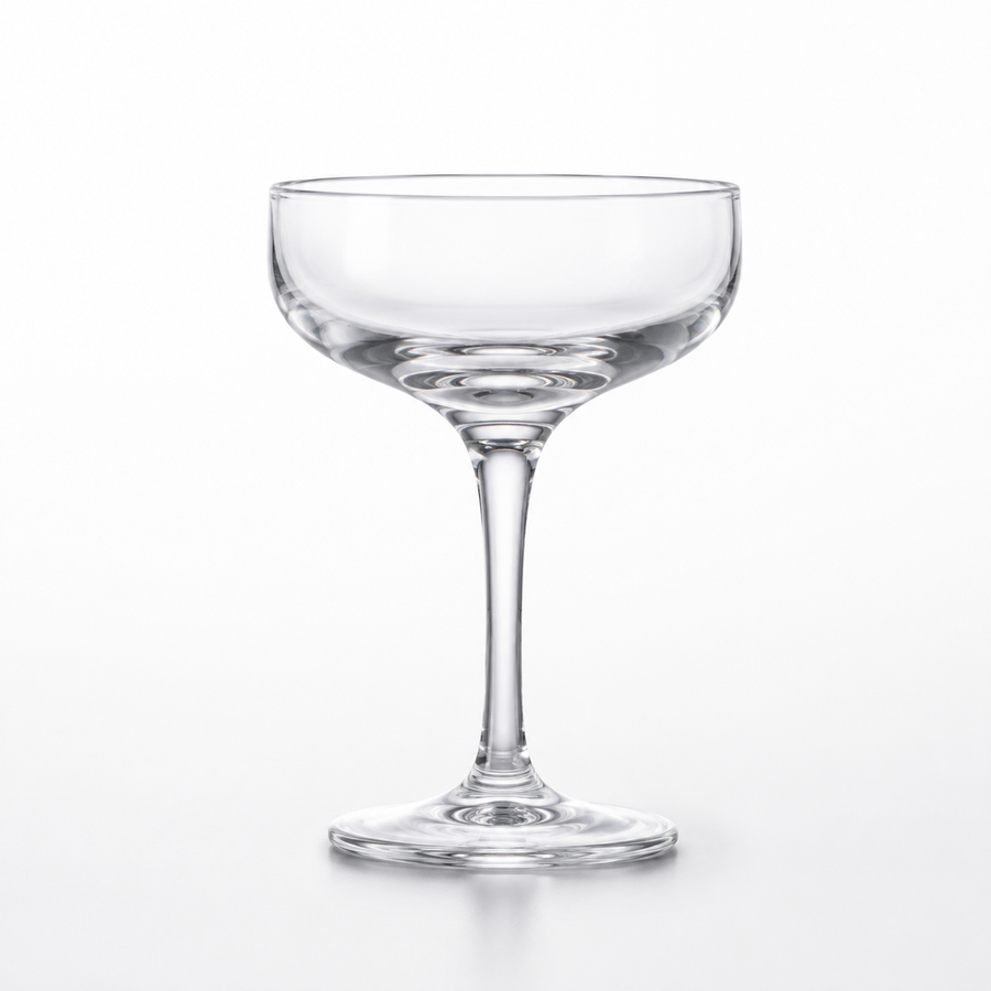 Gatsby coupe glass rental — classic stemmed champagne saucer for toasts and coupe cocktails