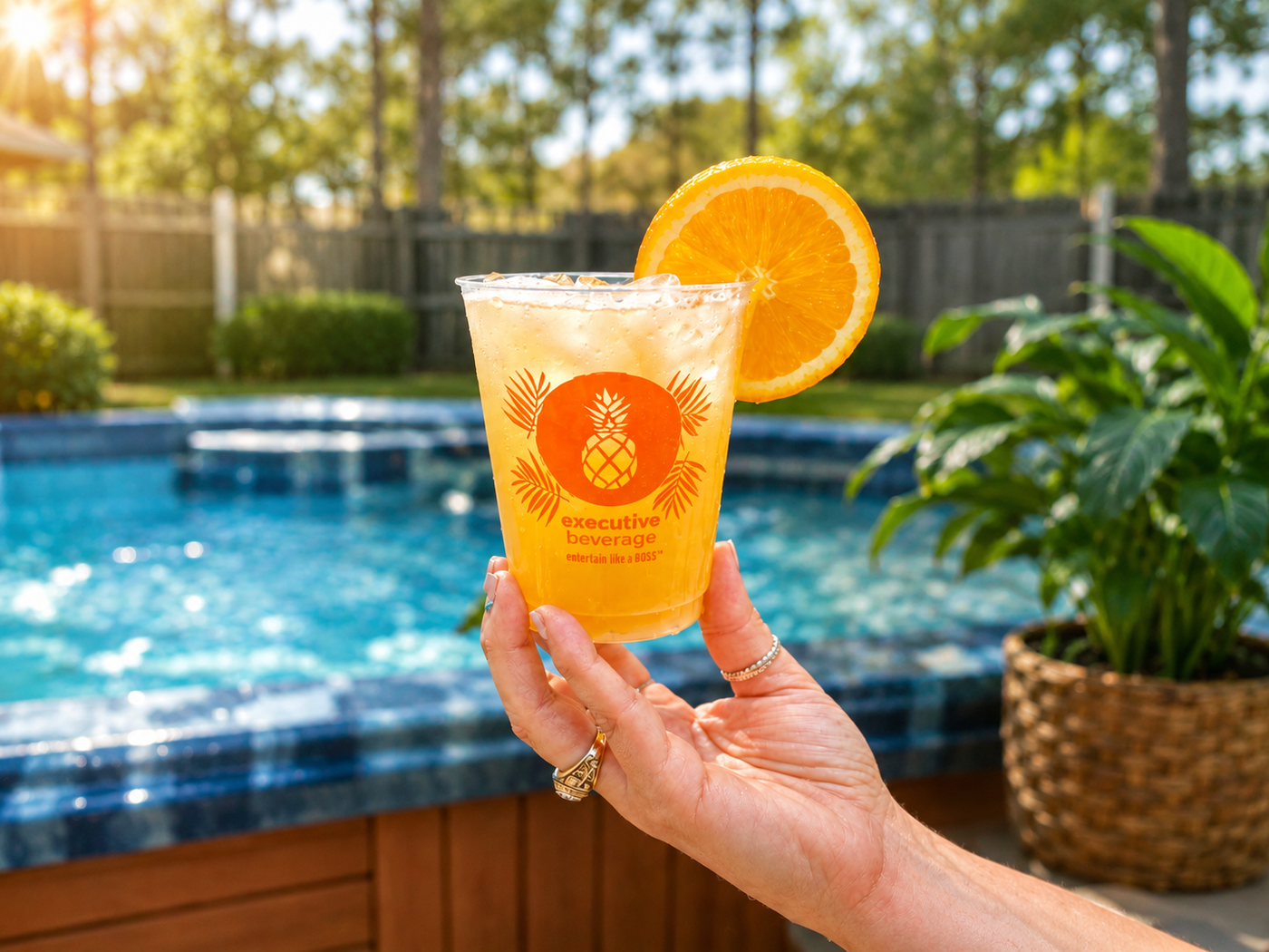 A fresh pressed orange crush made with Waterman's Perfect Crush at an Executive Beverage bar