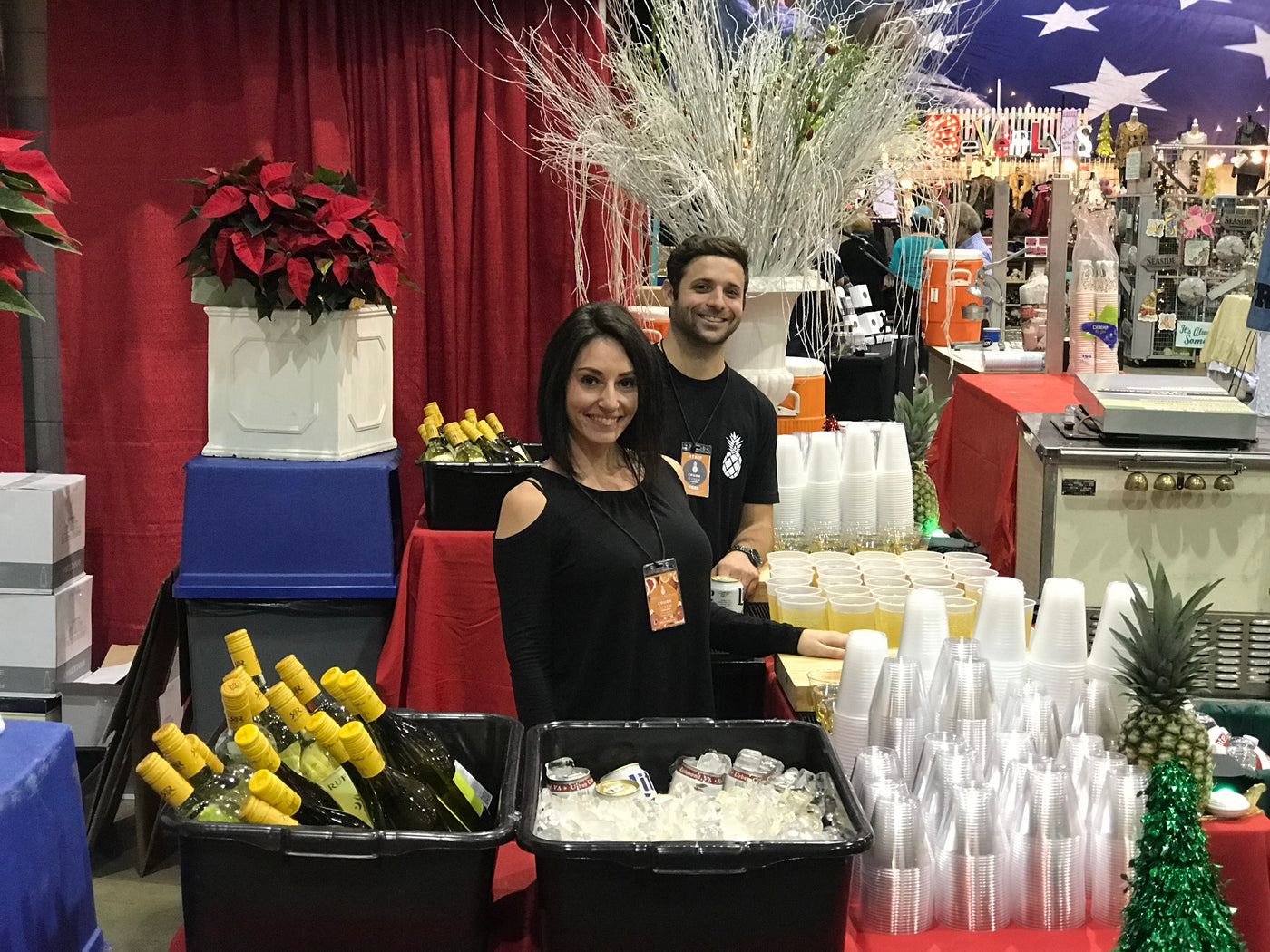 The Executive Beverage bar at the Bizarre Bazaar holiday market at Richmond International Raceway, stocked for a crowd of thousands.