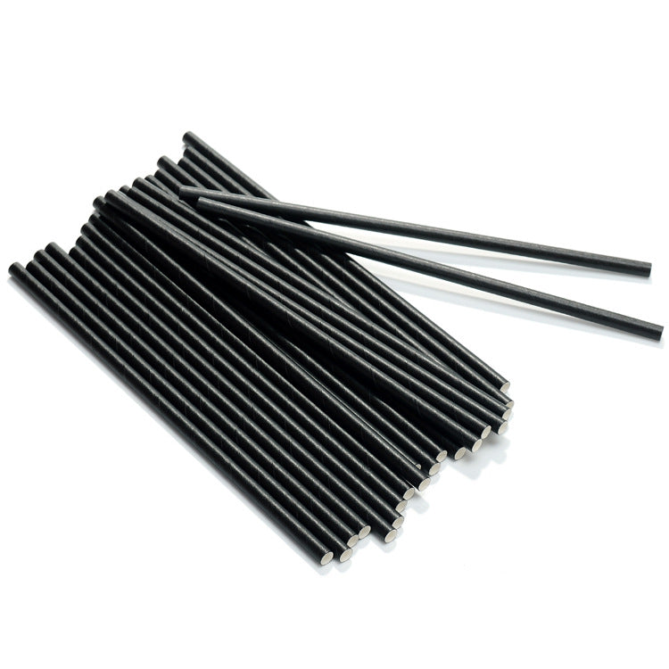 Unwrapped Black Plastic Straws, 7.75"