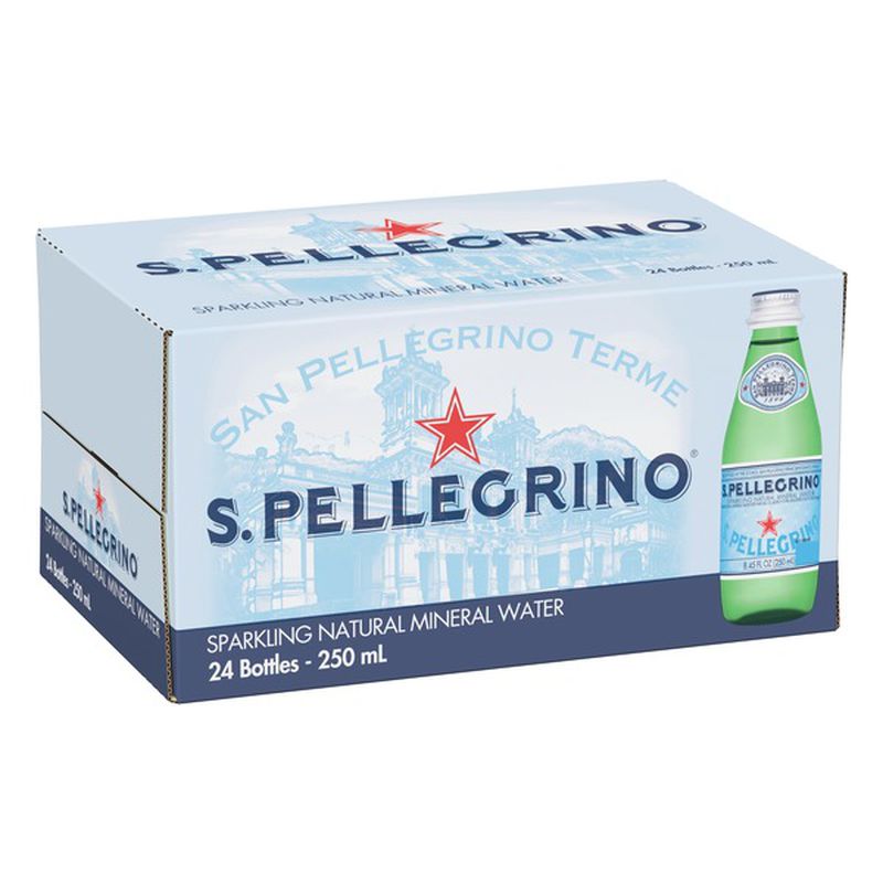 San Pellegrino Italian Natural Sparkling Mineral Water 24ct 250ml Bott –  Executive Beverage - Mobile Bartenders & Waiters, Bar Rentals